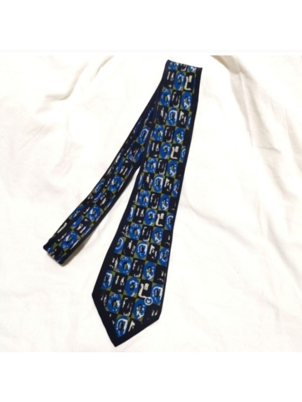 Mila Schon Silk Necktie Made In Italy Blue Black